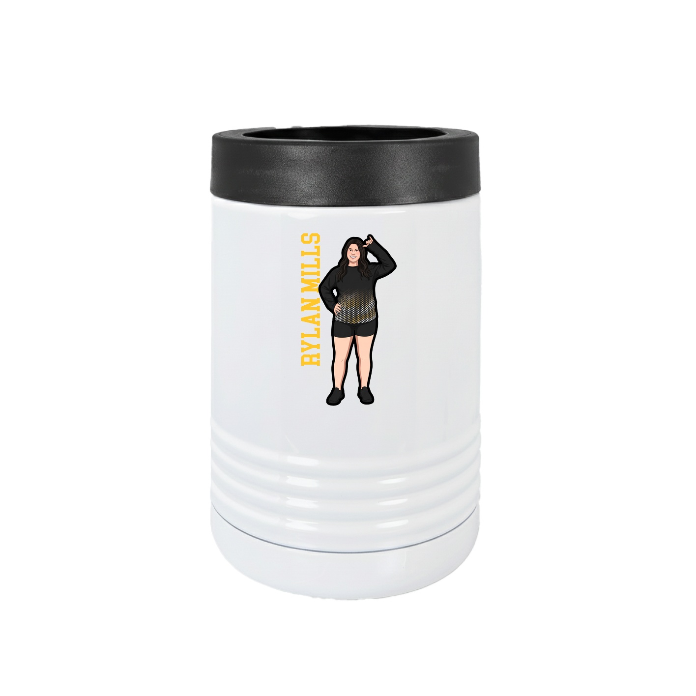 Beverage Holder — Name Vertical in White
