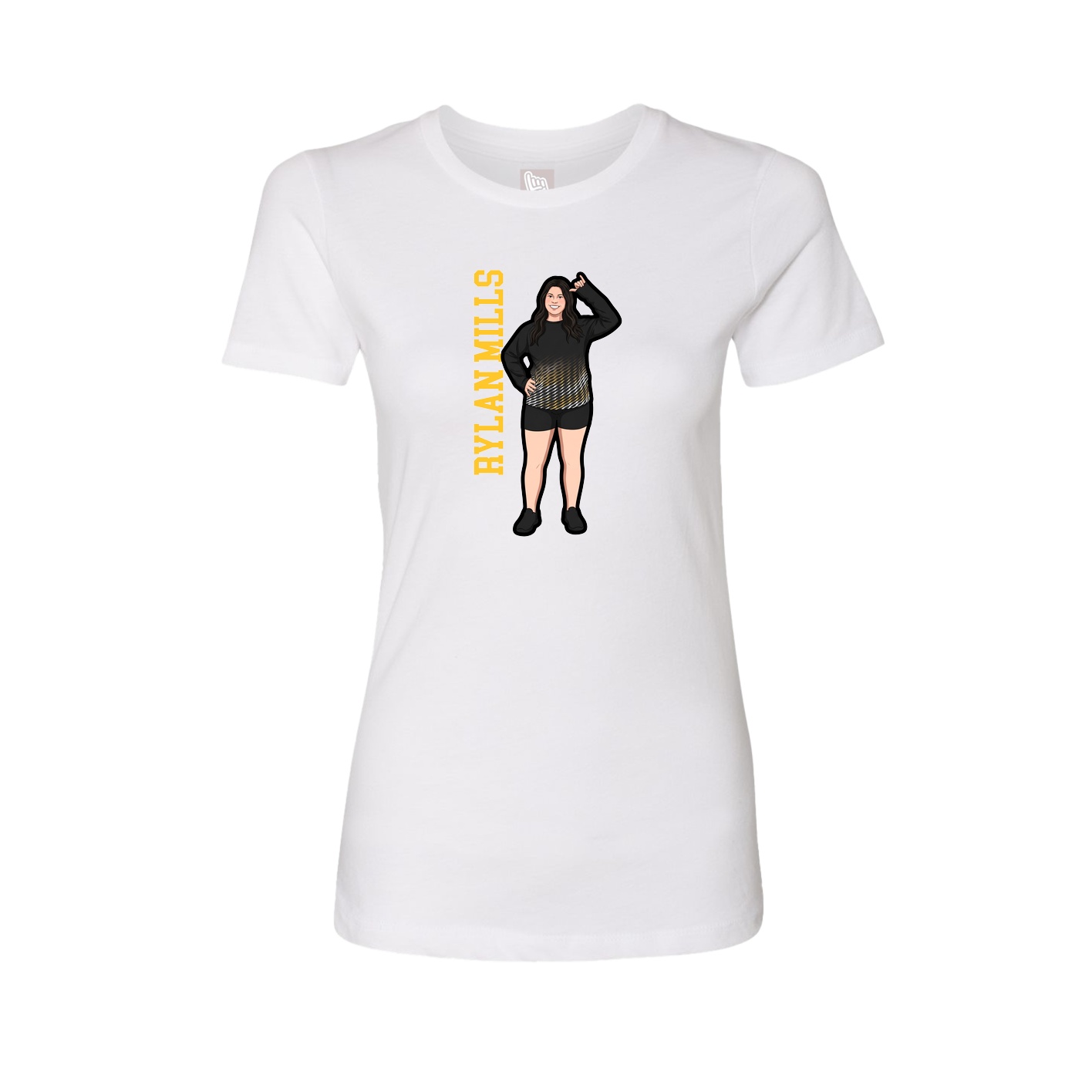 Fitted Women's Tee — Name Vertical in White
