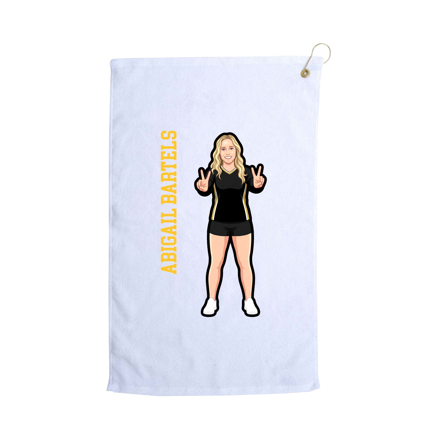 Golf Towel — Name Vertical in White