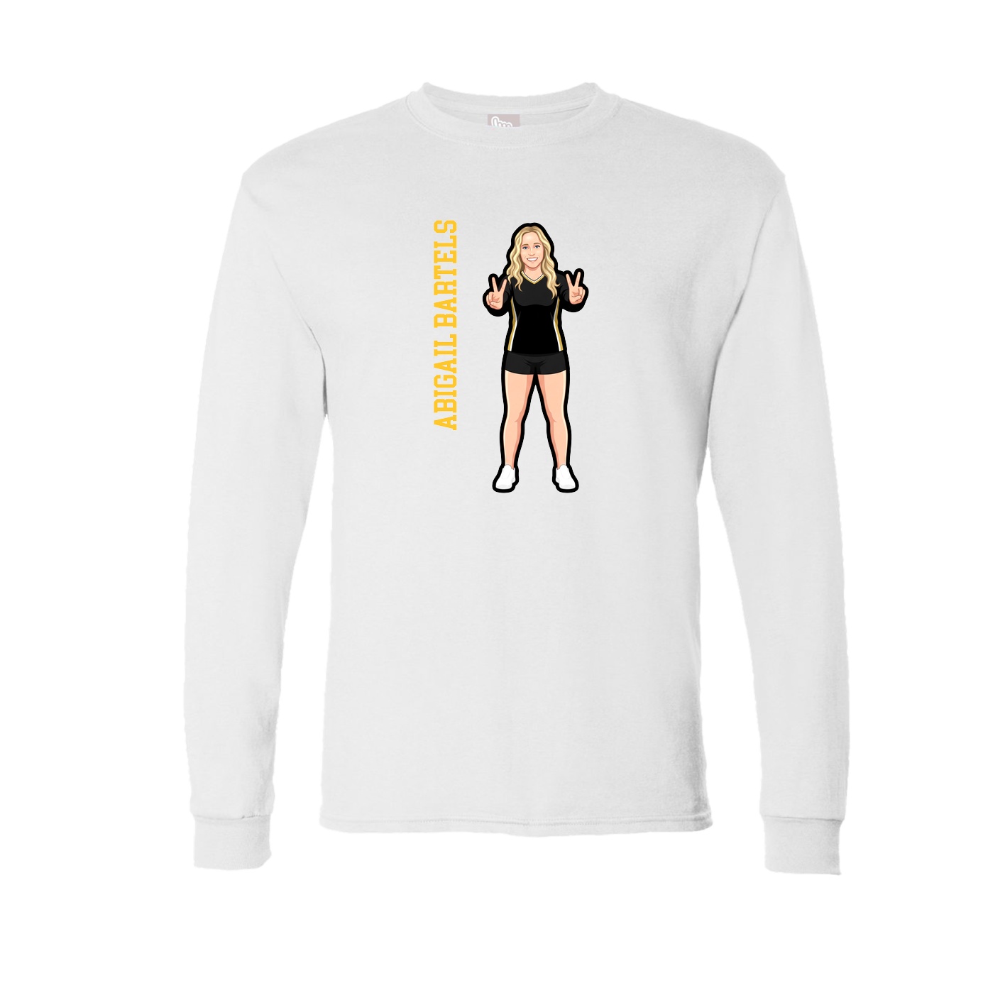 Long Sleeve Tee — Name Vertical in White