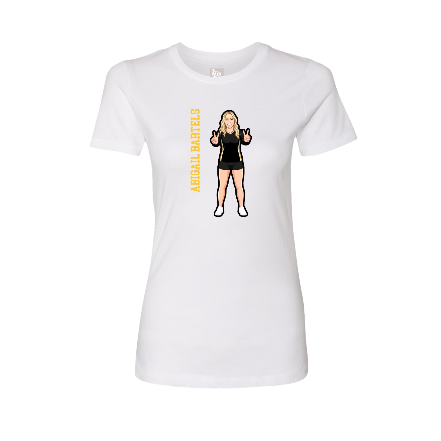 Fitted Women's Tee — Name Vertical in White