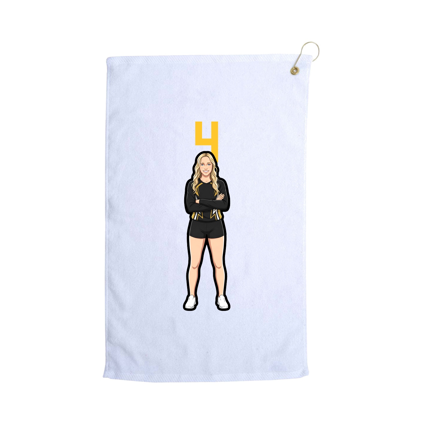 Golf Towel — Number Top in White