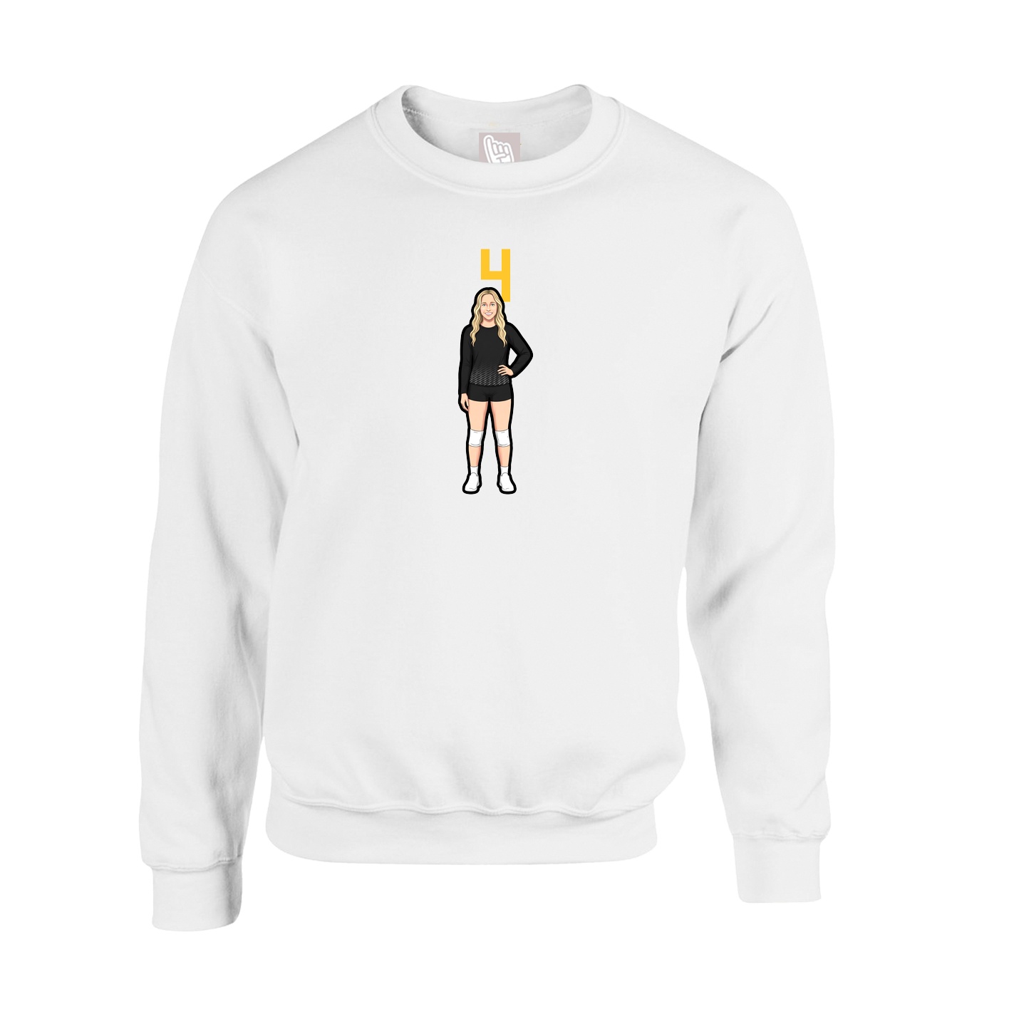 Fleece Crew — Number Top in White