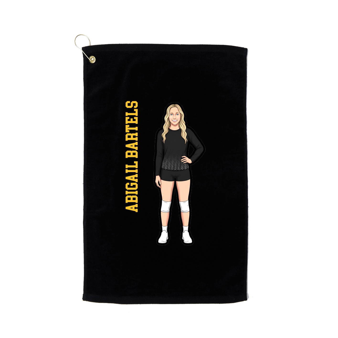 Golf Towel — Name Vertical in Black