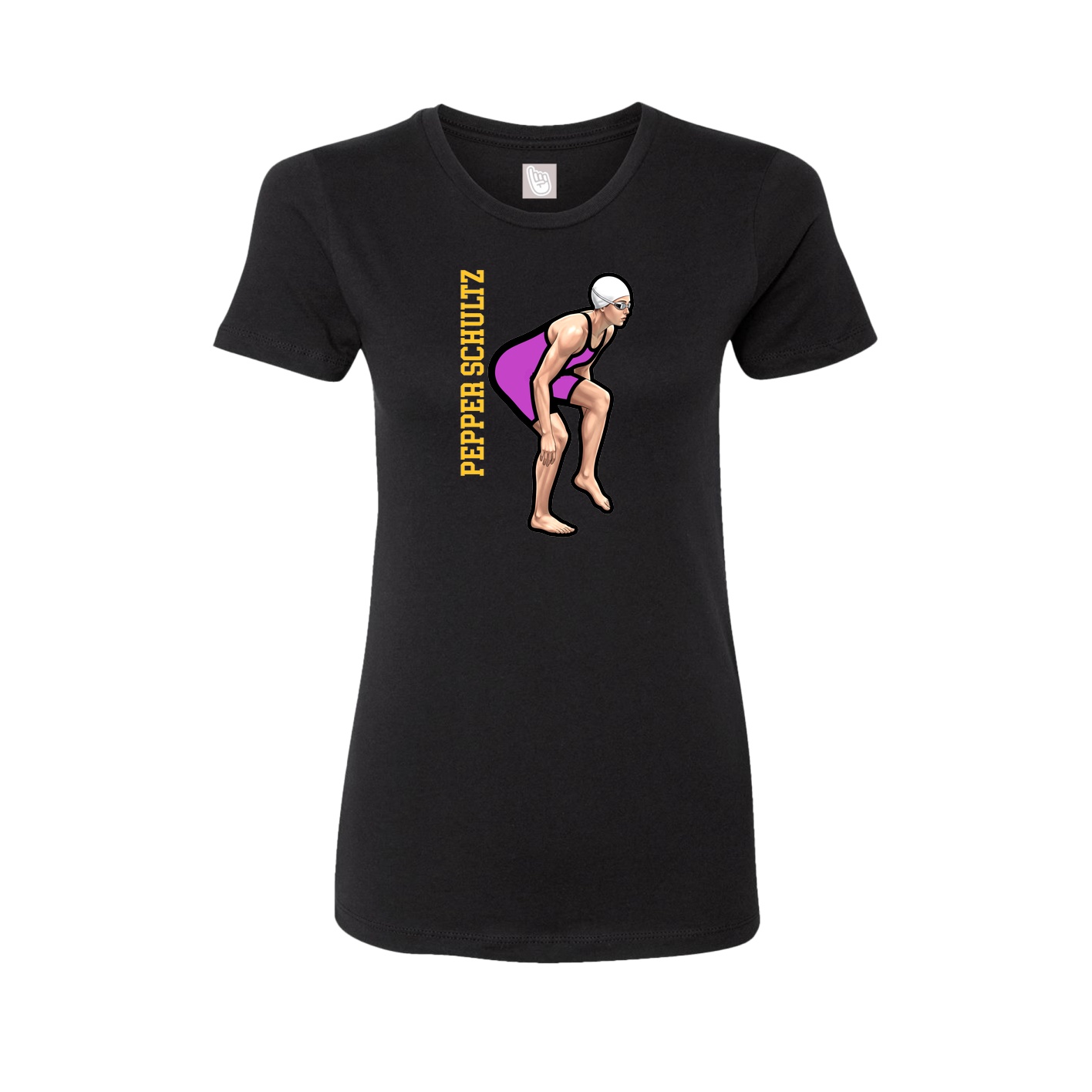 Fitted Women's Tee — Name Vertical in Black