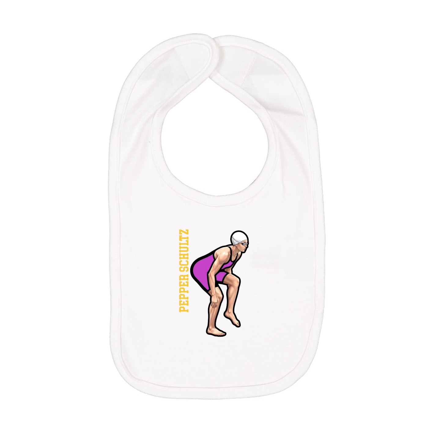 Infant Bib — Name Vertical in White