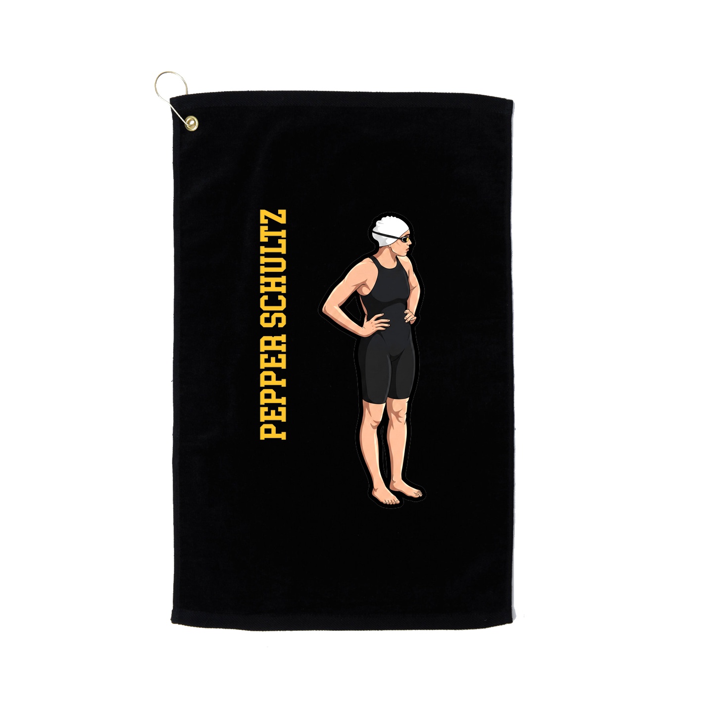 Golf Towel — Name Vertical in Black