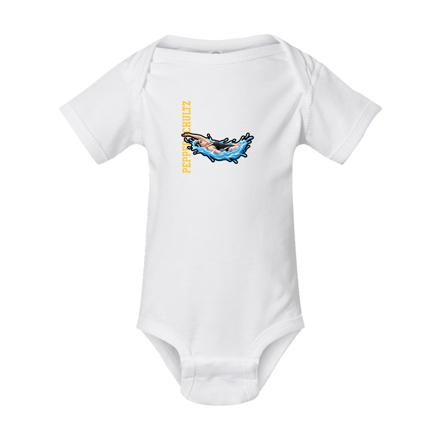 Baby Onesie — Name Vertical in White