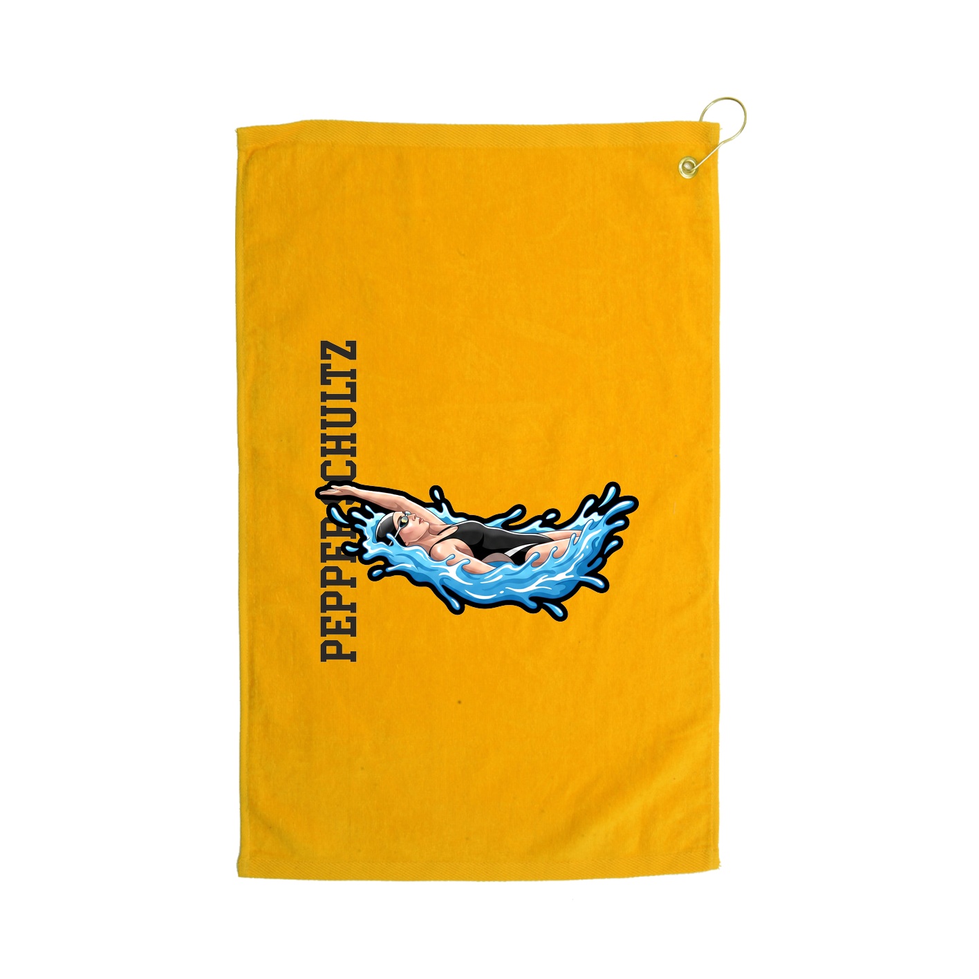 Golf Towel — Name Vertical in Gold
