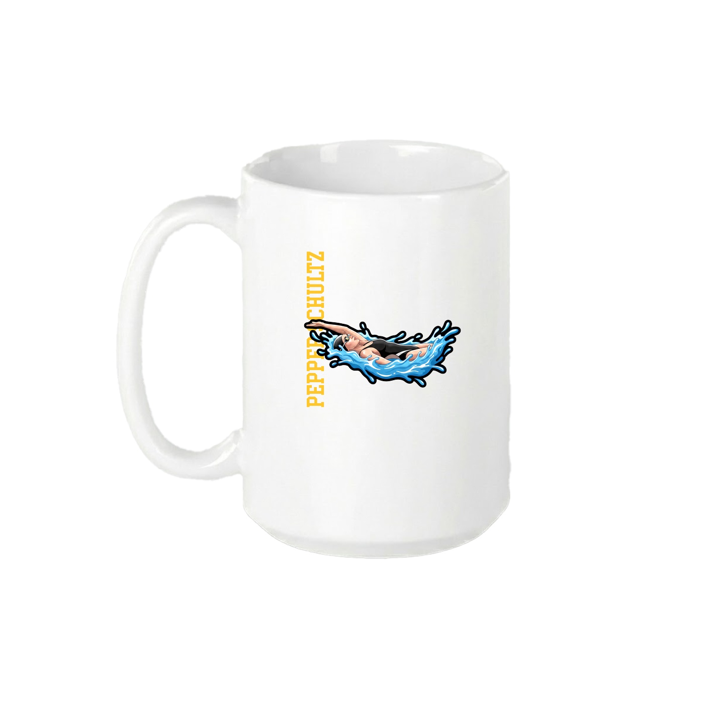 15oz Coffee Mug — Name Vertical in White