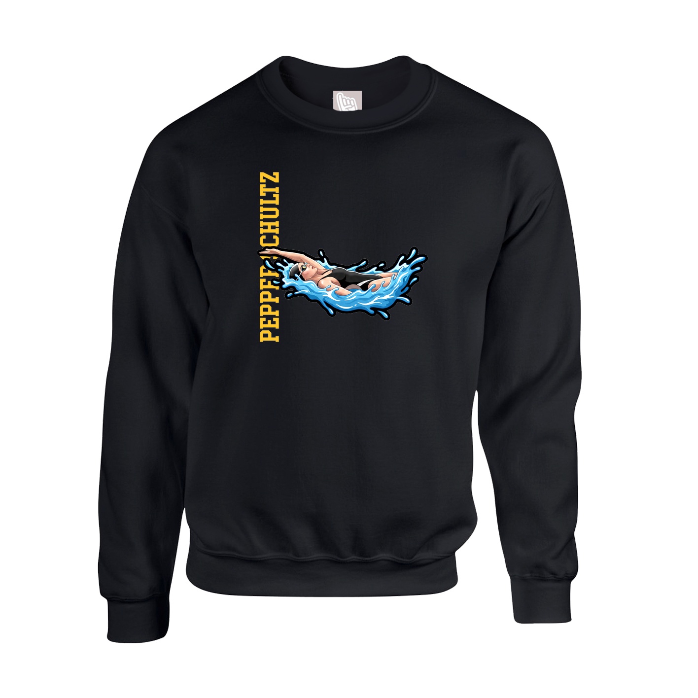 Fleece Crew — Name Vertical in Black