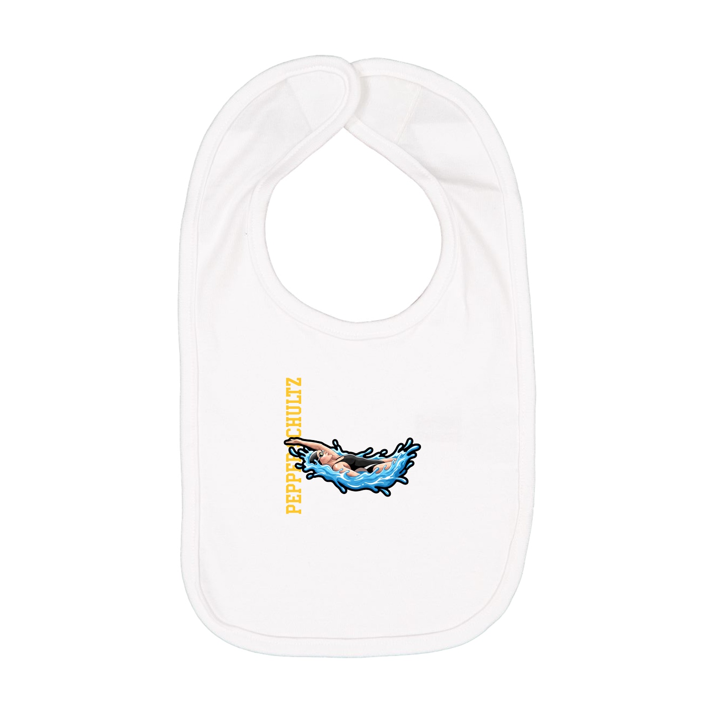 Infant Bib — Name Vertical in White