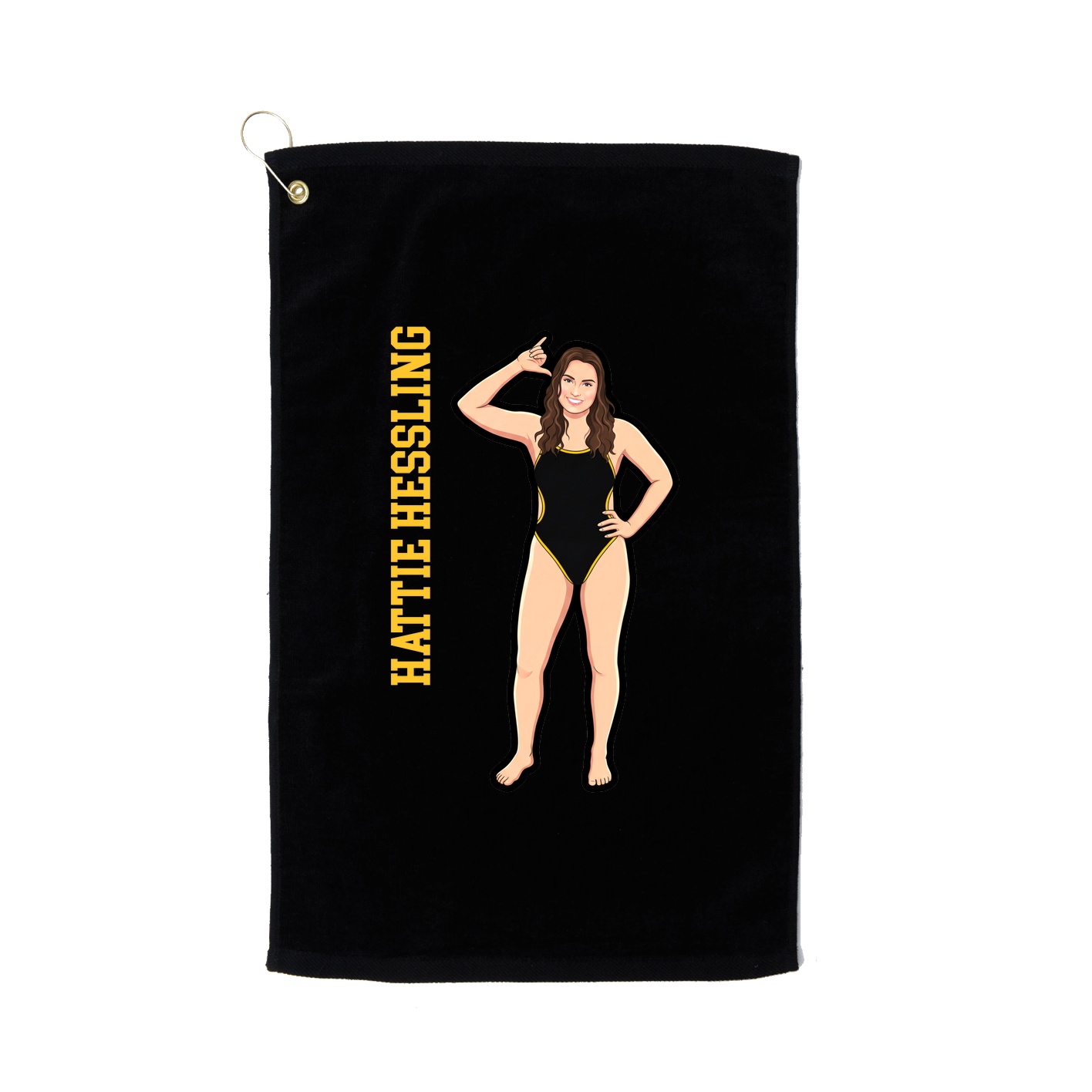 Golf Towel — Name Vertical in Black