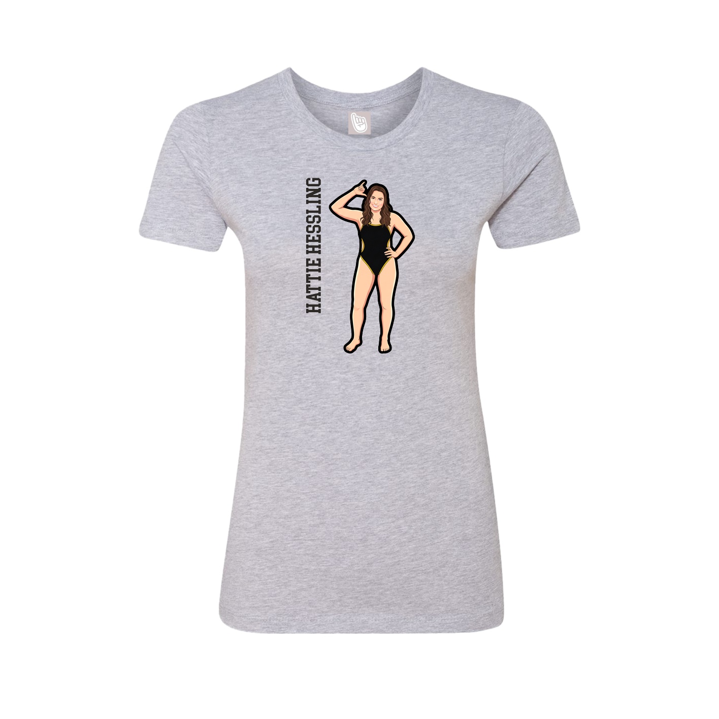 Fitted Women's Tee — Name Vertical in Grey