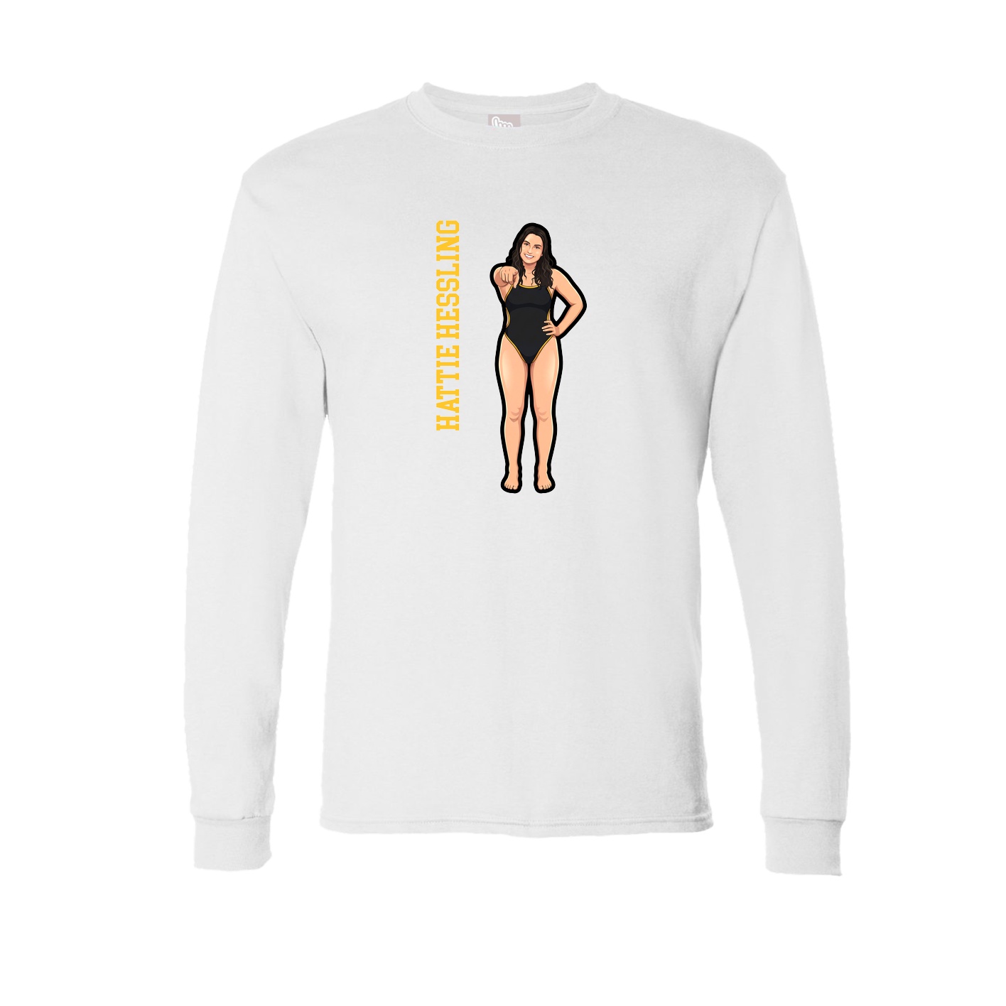 Long Sleeve Tee — Name Vertical in White