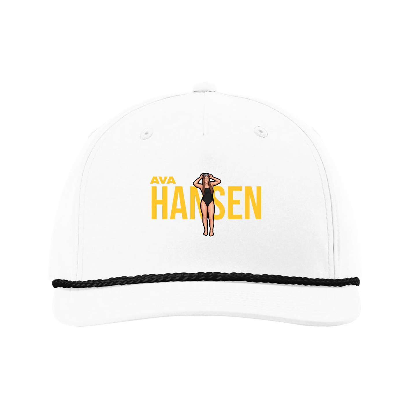 Five-Panel Classic Rope Cap — Player Name in White