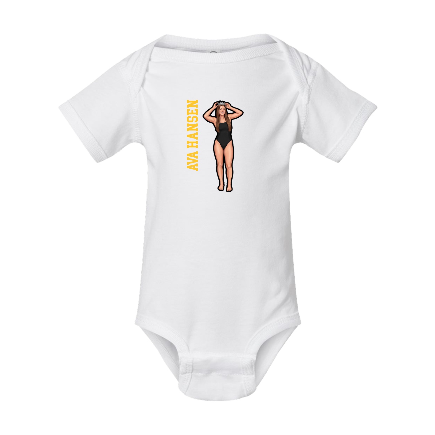 Baby Onesie — Name Vertical in White