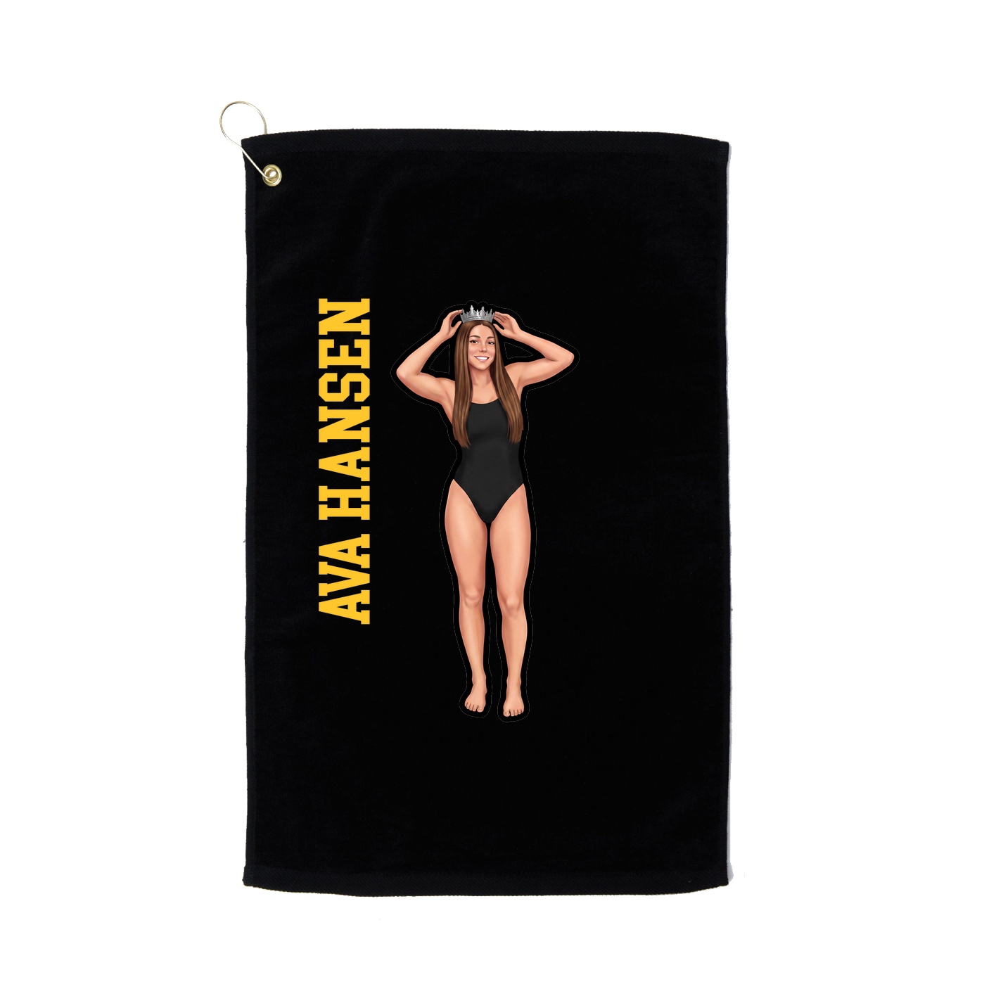 Golf Towel — Name Vertical in Black