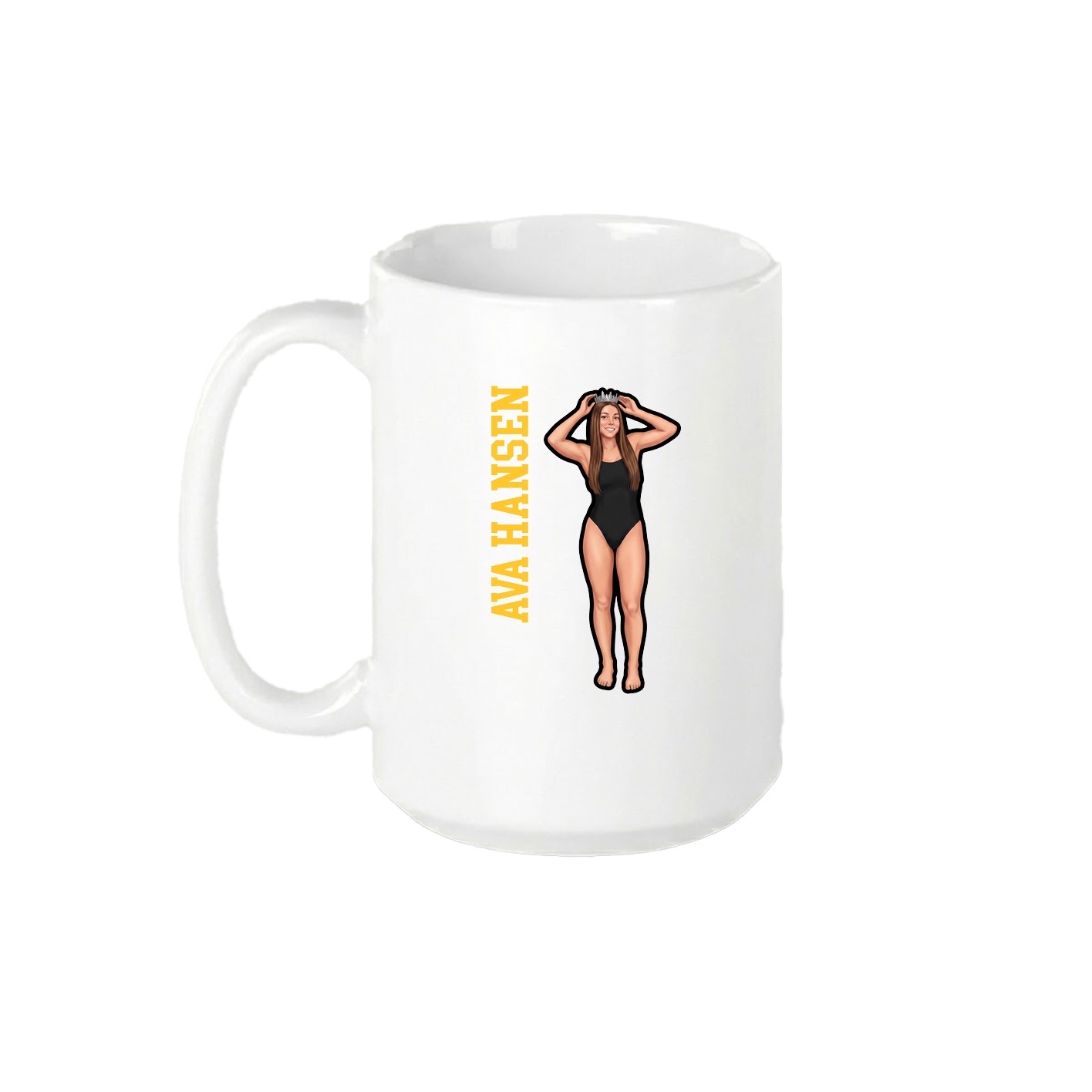 15oz Coffee Mug — Name Vertical in White