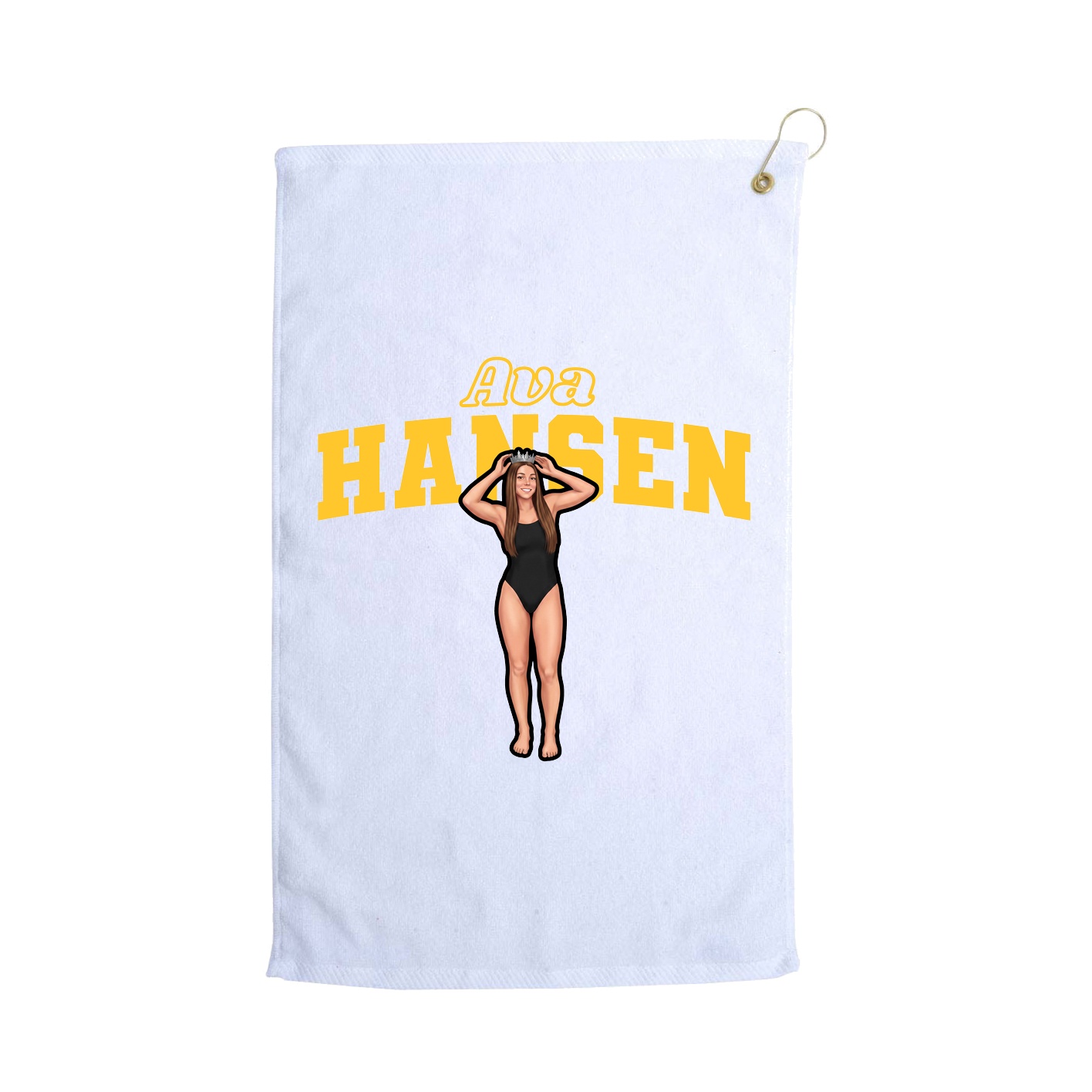 Golf Towel — Name Arch in White