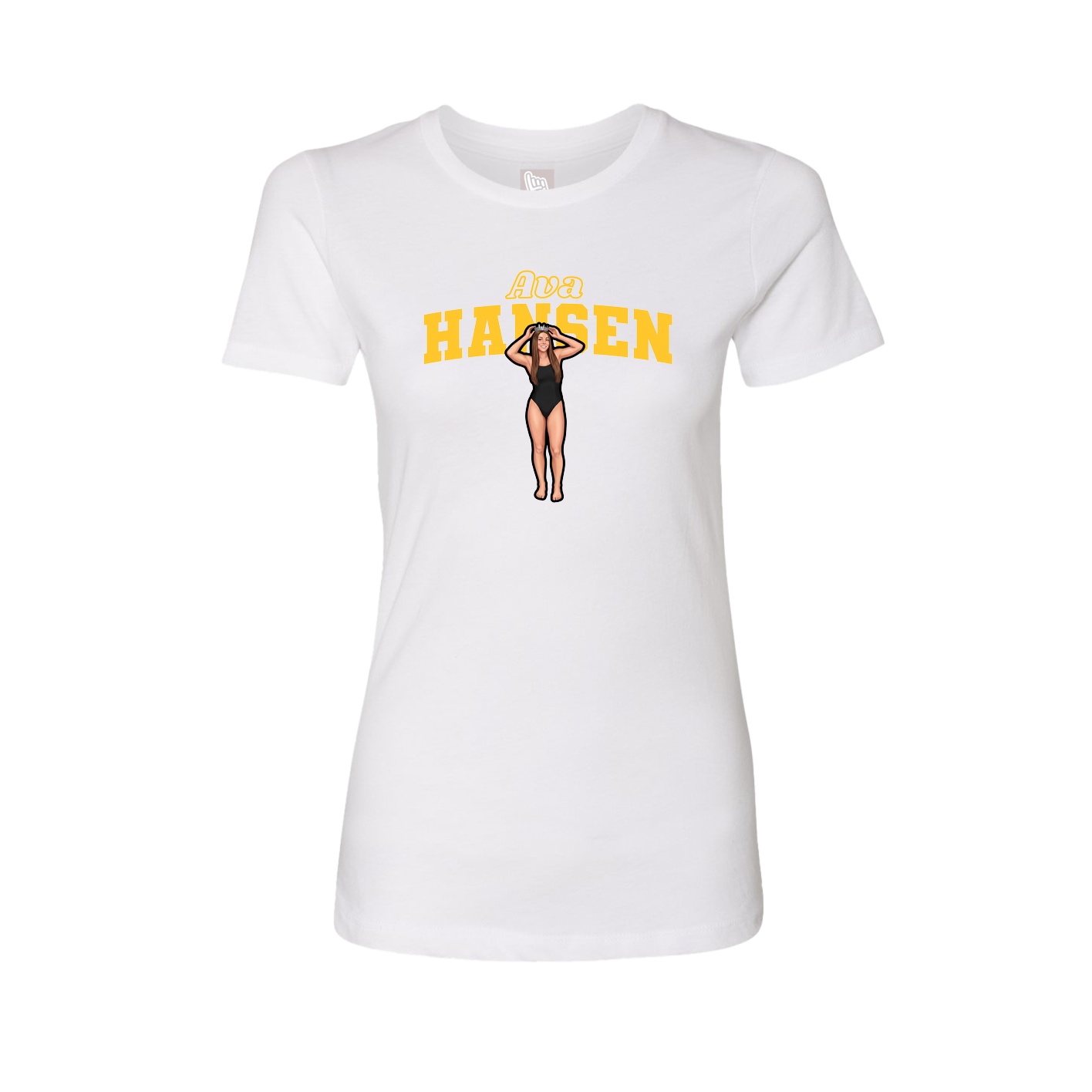 Fitted Women's Tee — Name Arch in White