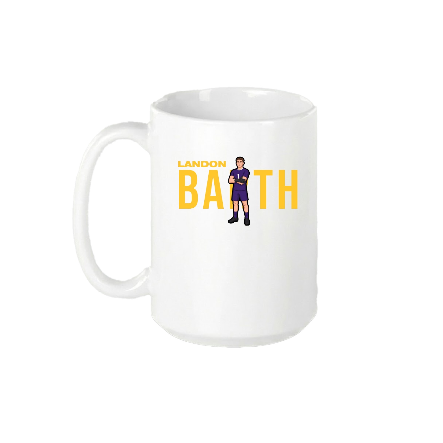 15oz Coffee Mug — Player Name in White