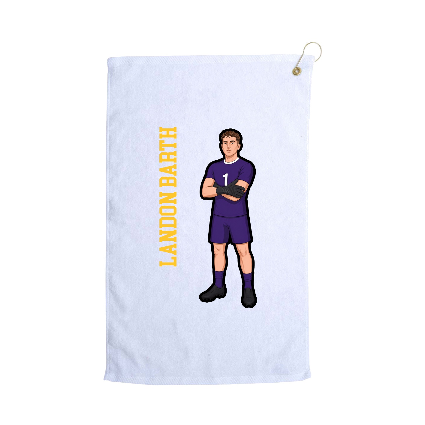 Golf Towel — Name Vertical in White