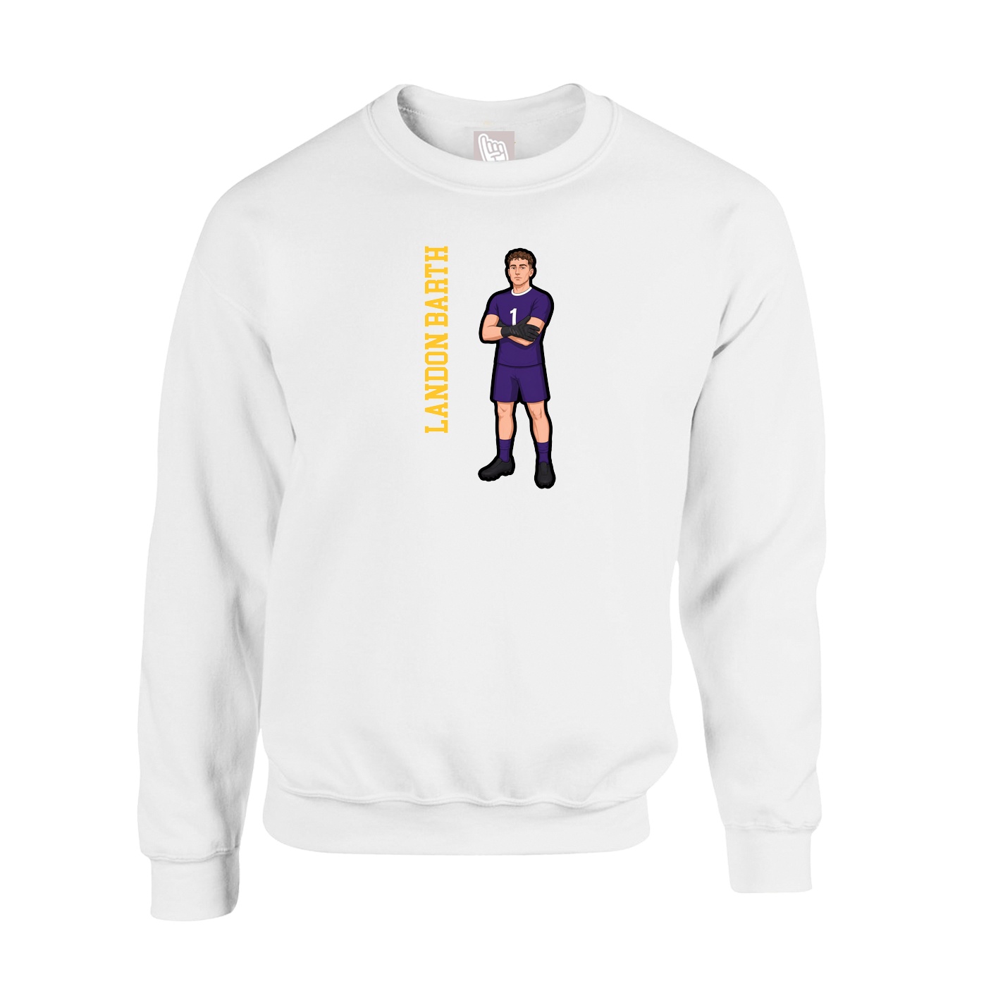 Fleece Crew — Name Vertical in White