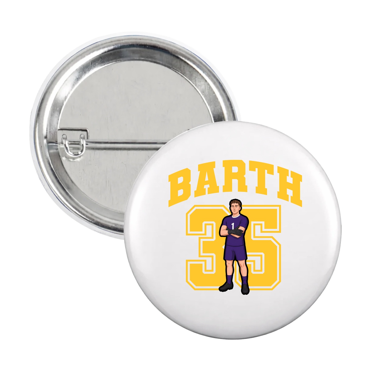 Game Day Button — Number in White