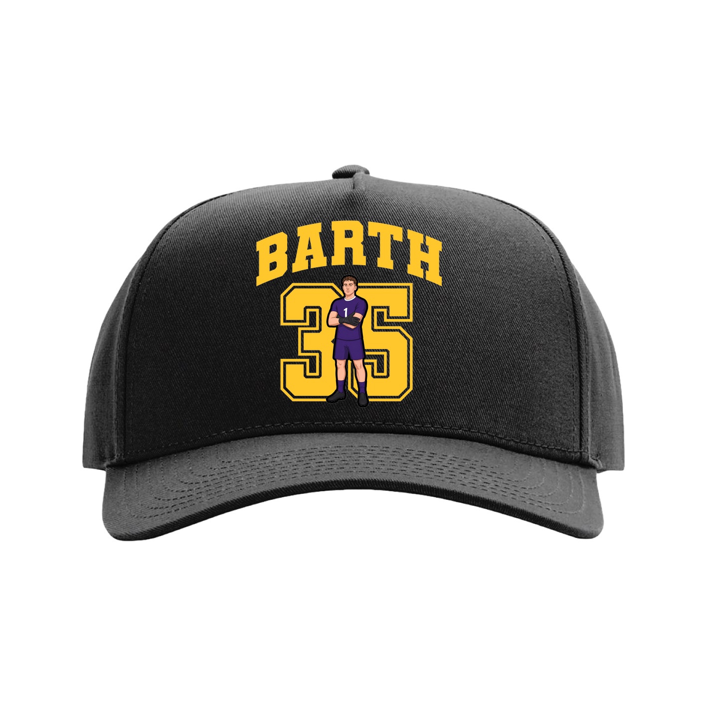 Full Fabric Five-Panel Champ Cap — Number in Black