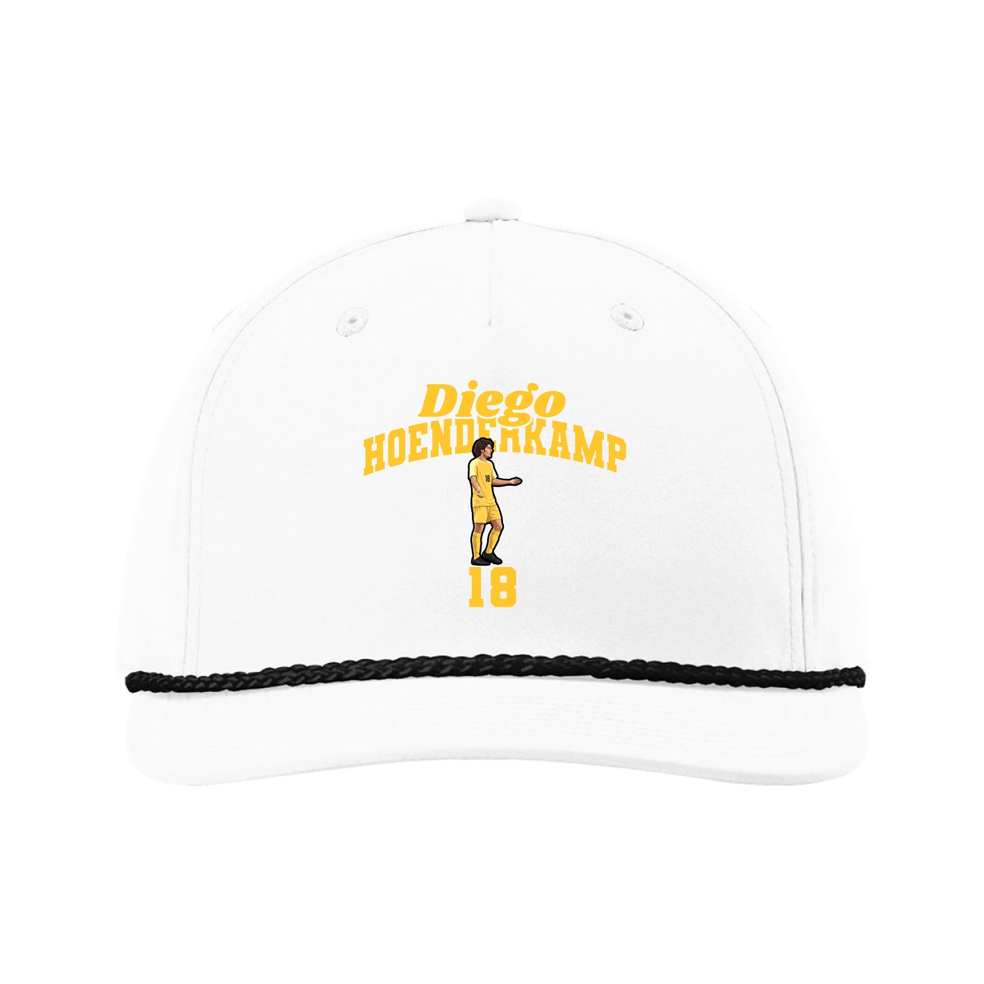Five-Panel Classic Rope Cap — Signature Arch in White