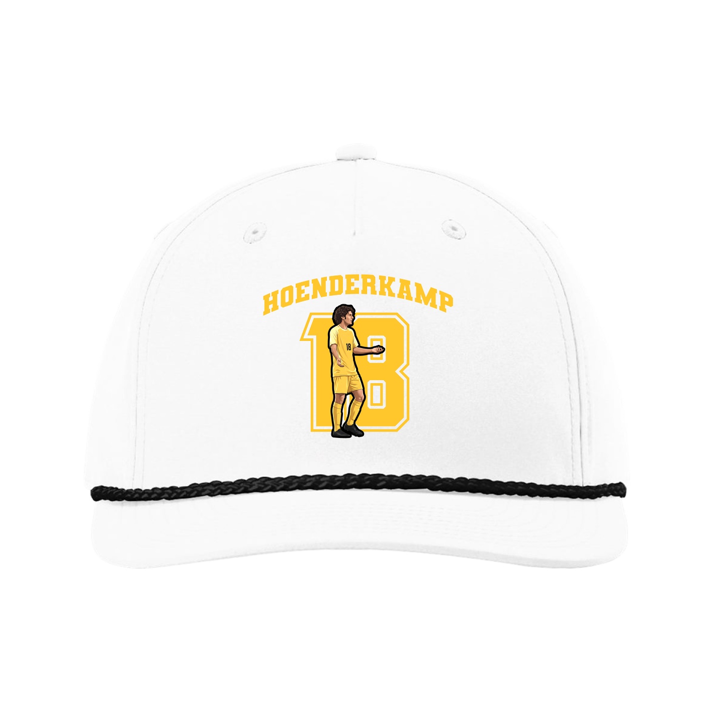 Five-Panel Classic Rope Cap — Number in White
