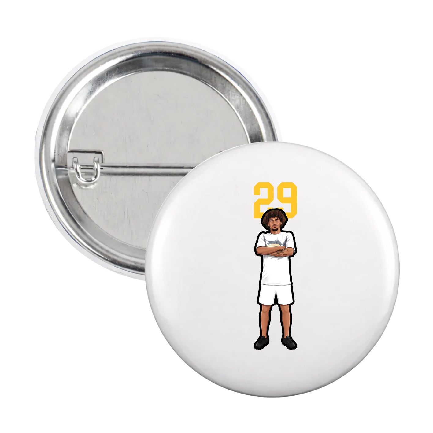 Game Day Button — Number Top in White