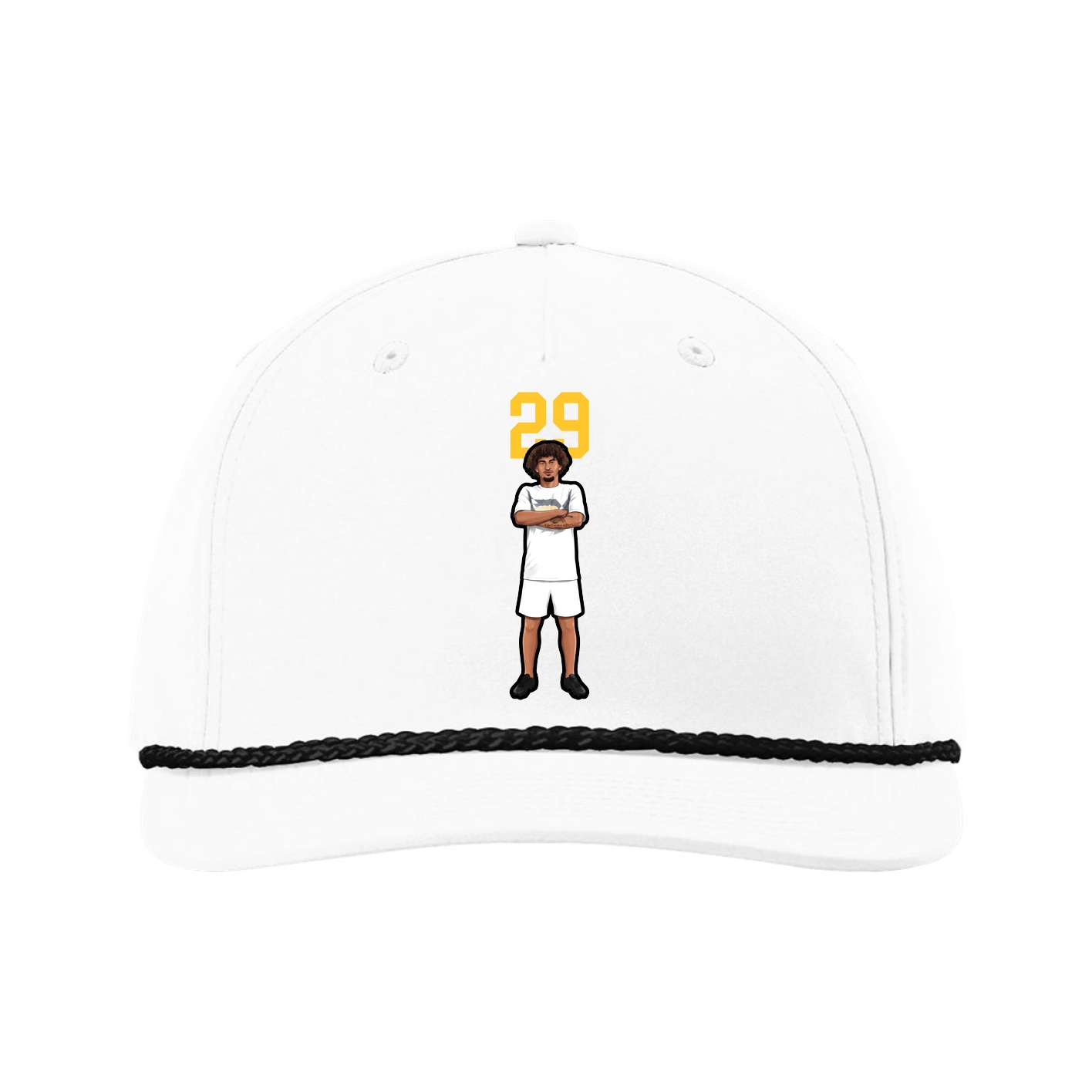 Five-Panel Classic Rope Cap — Number Top in White