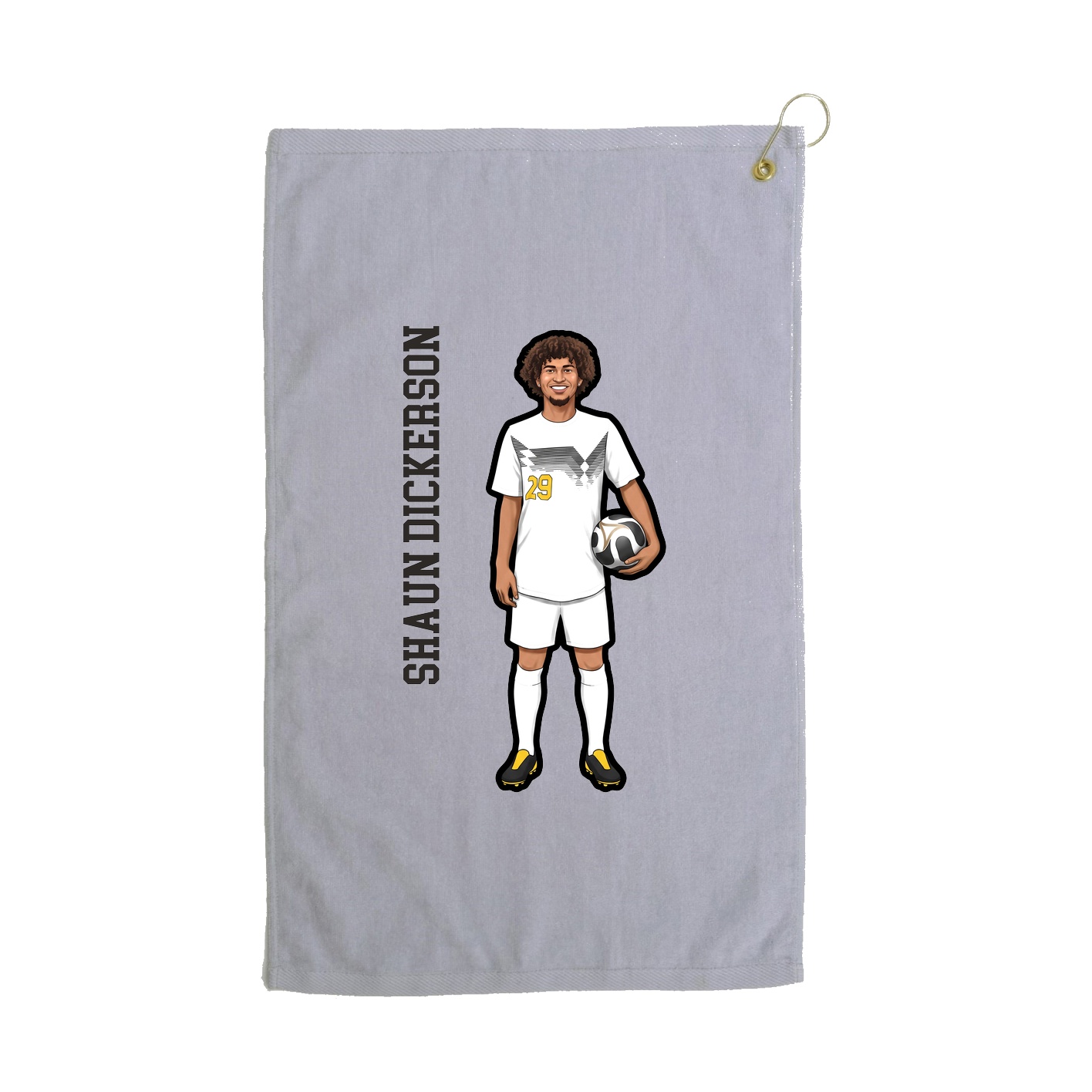 Golf Towel — Name Vertical in Grey