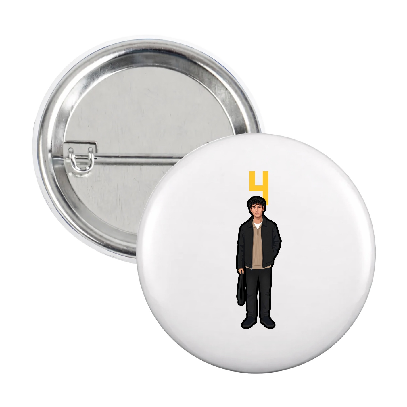 Game Day Button — Number Top in White