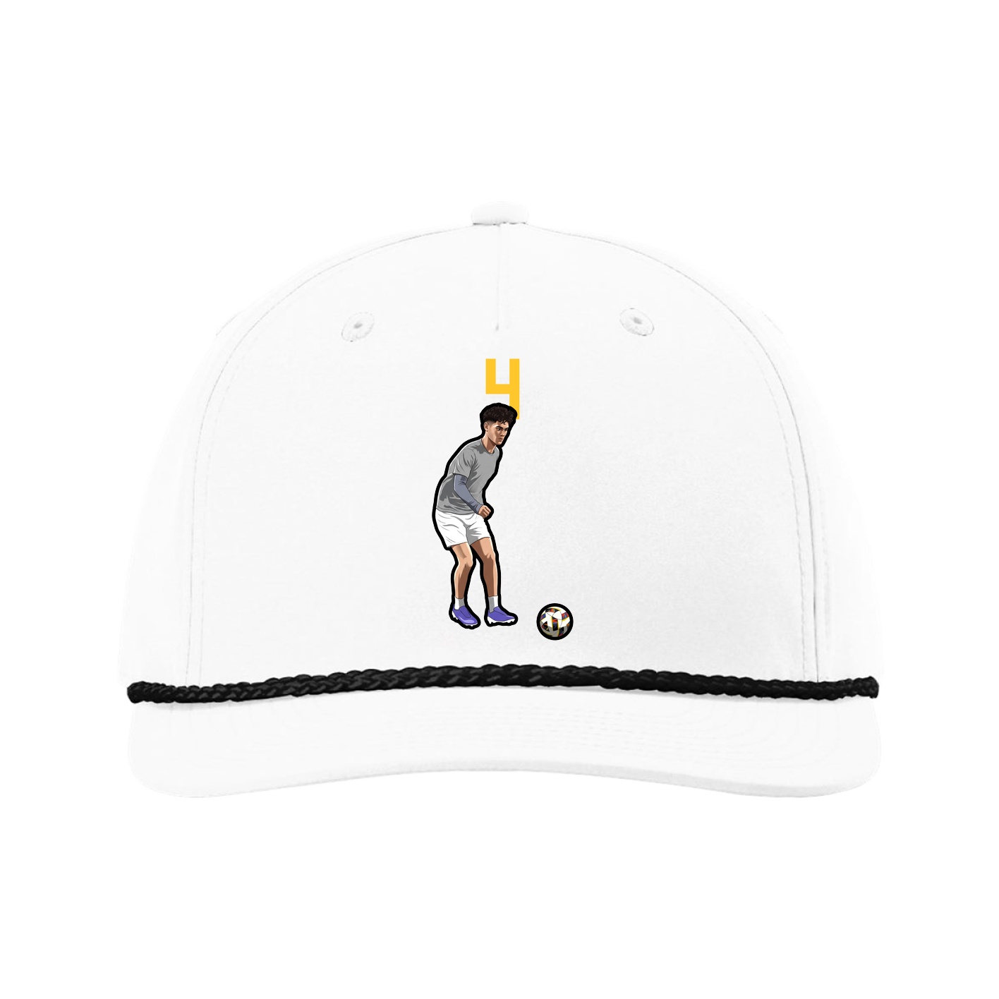 Five-Panel Classic Rope Cap — Number Top in White