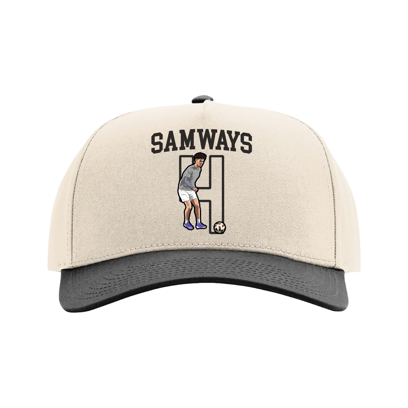 Full Fabric Five-Panel Champ Cap — Shirsey in Cream/Black