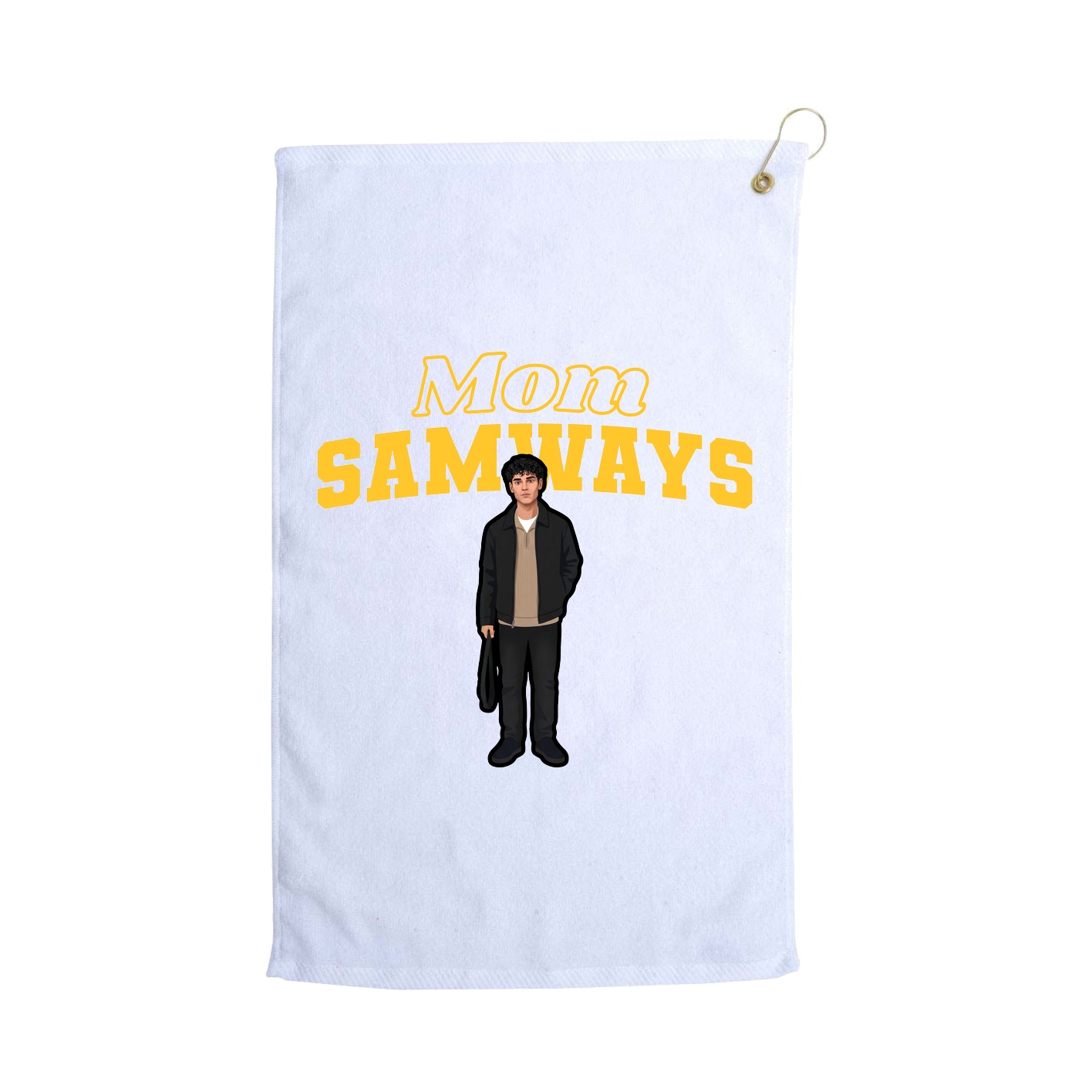 Golf Towel — Mothers Day Block in White