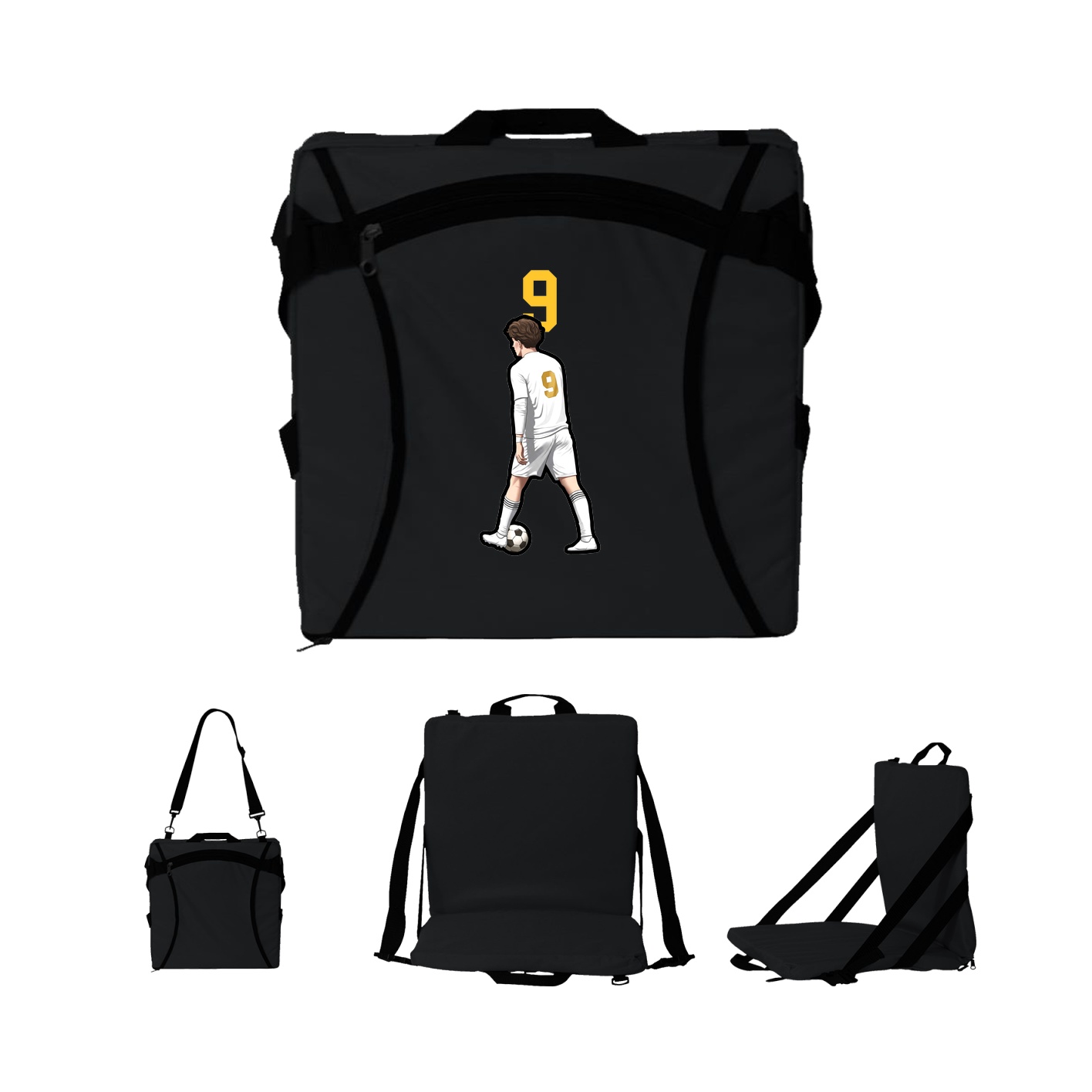 Folding Stadium Seat — Number Top in Black