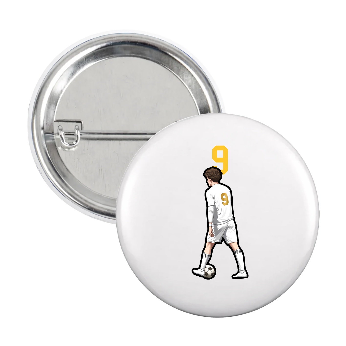 Game Day Button — Number Top in White