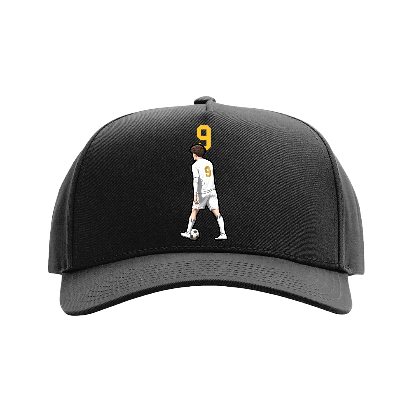 Full Fabric Five-Panel Champ Cap — Number Top in Black