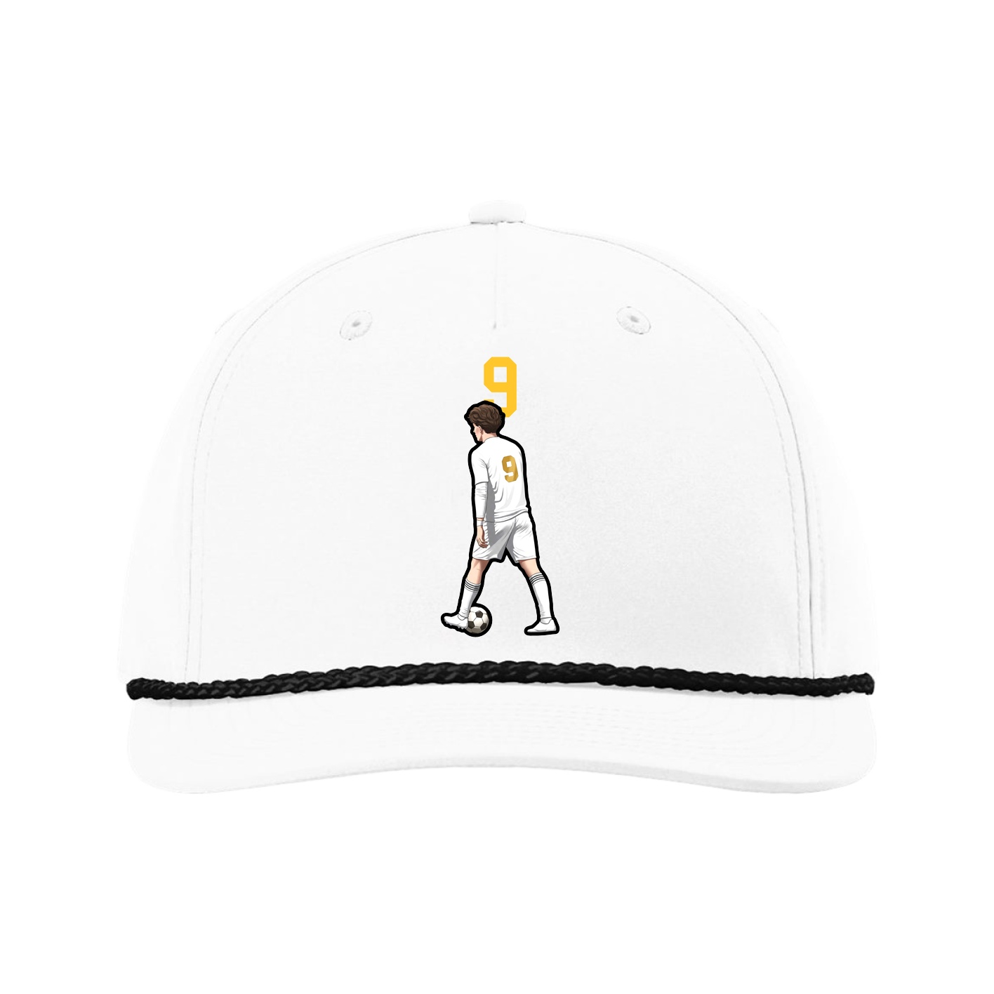 Five-Panel Classic Rope Cap — Number Top in White