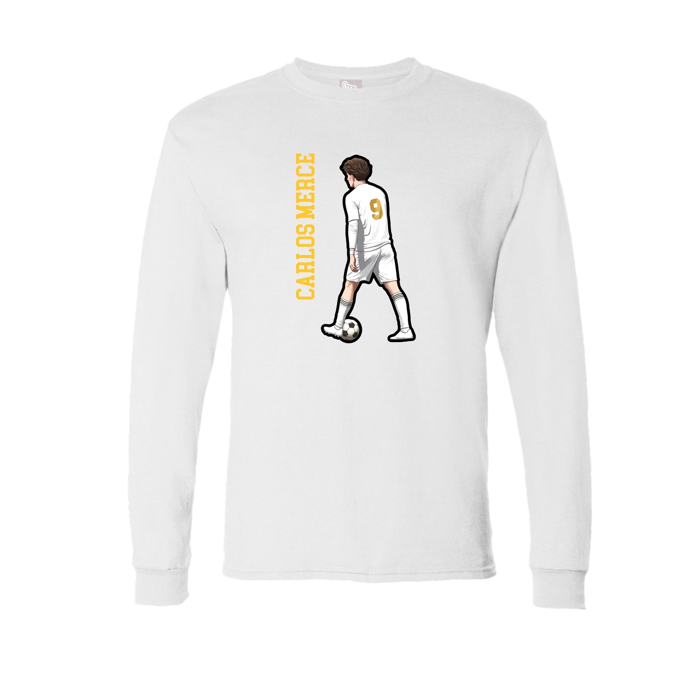 Long Sleeve Tee — Name Vertical in White