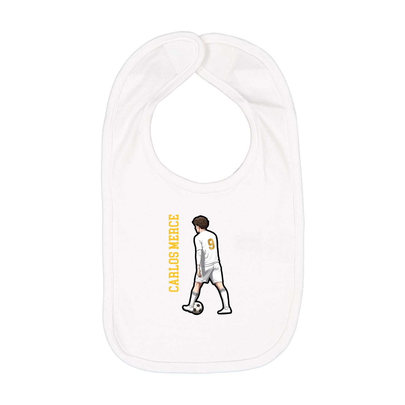 Infant Bib — Name Vertical in White