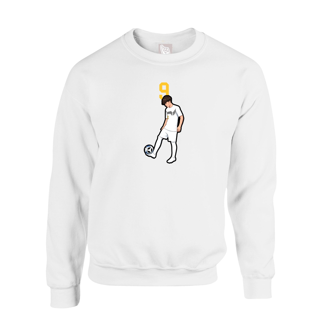 Fleece Crew — Number Top in White