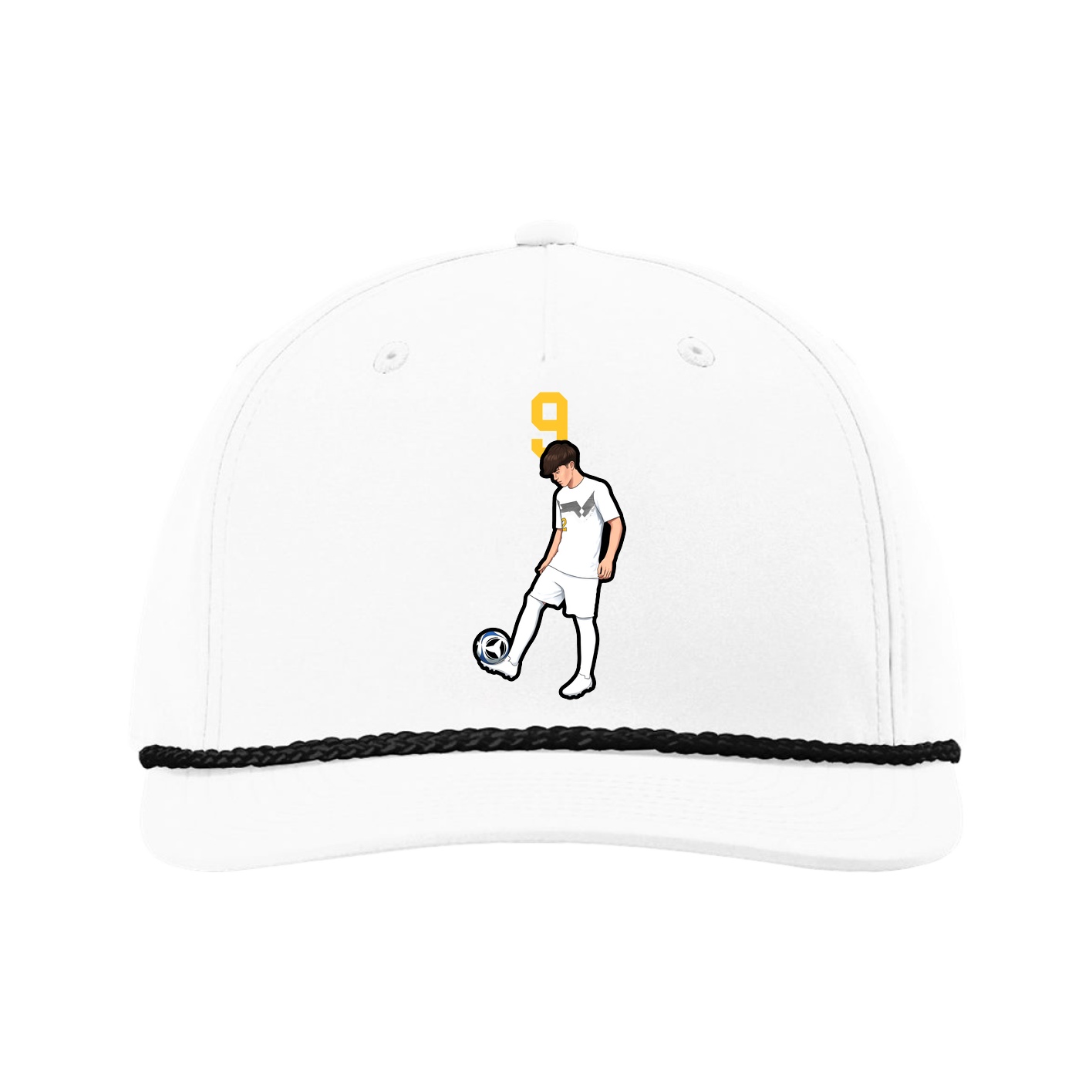 Five-Panel Classic Rope Cap — Number Top in White