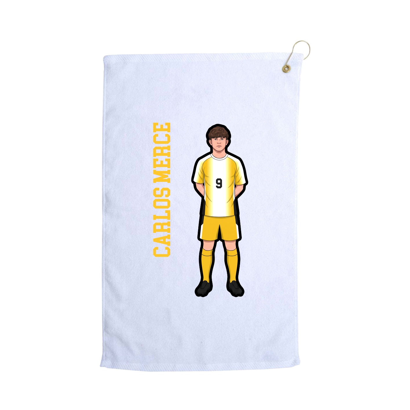 Golf Towel — Name Vertical in White