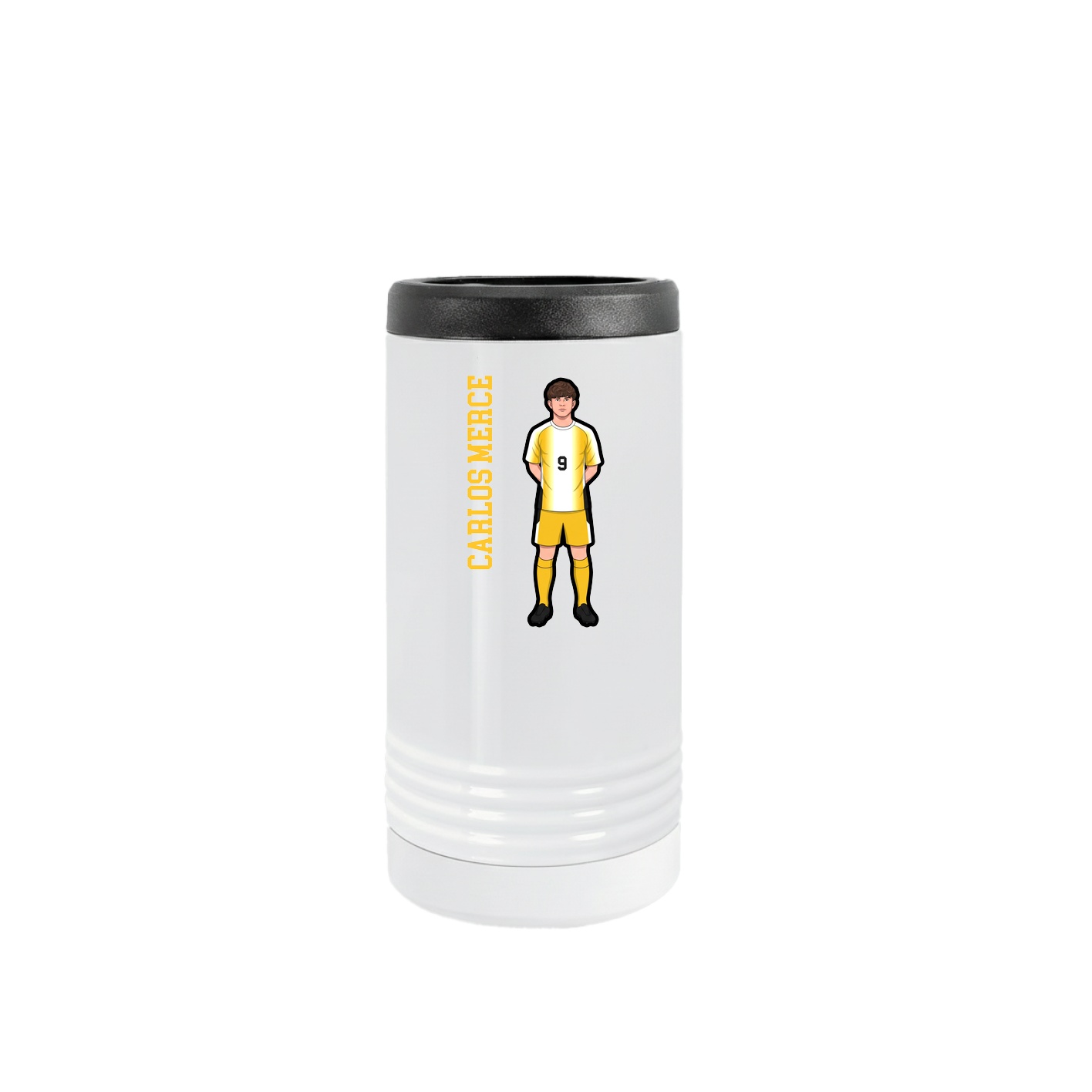 Slim Beverage Holder — Name Vertical in White