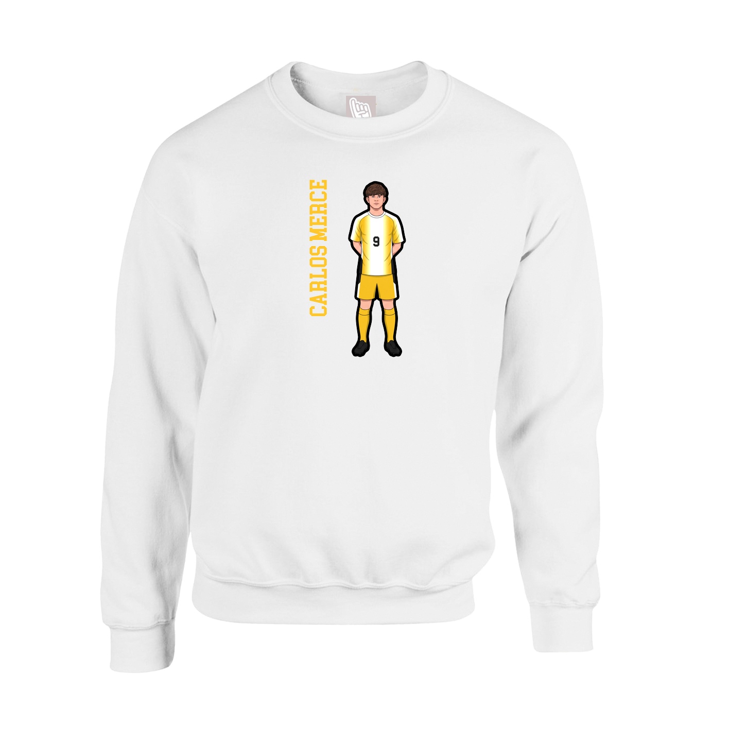 Fleece Crew — Name Vertical in White